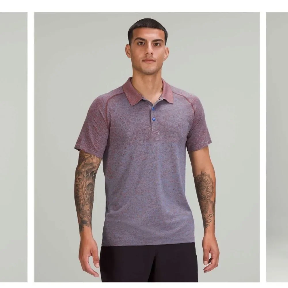 Lululemon Metal Vent Tech Polo Shirt 2.0 Size M Date Brown / Blue Nile